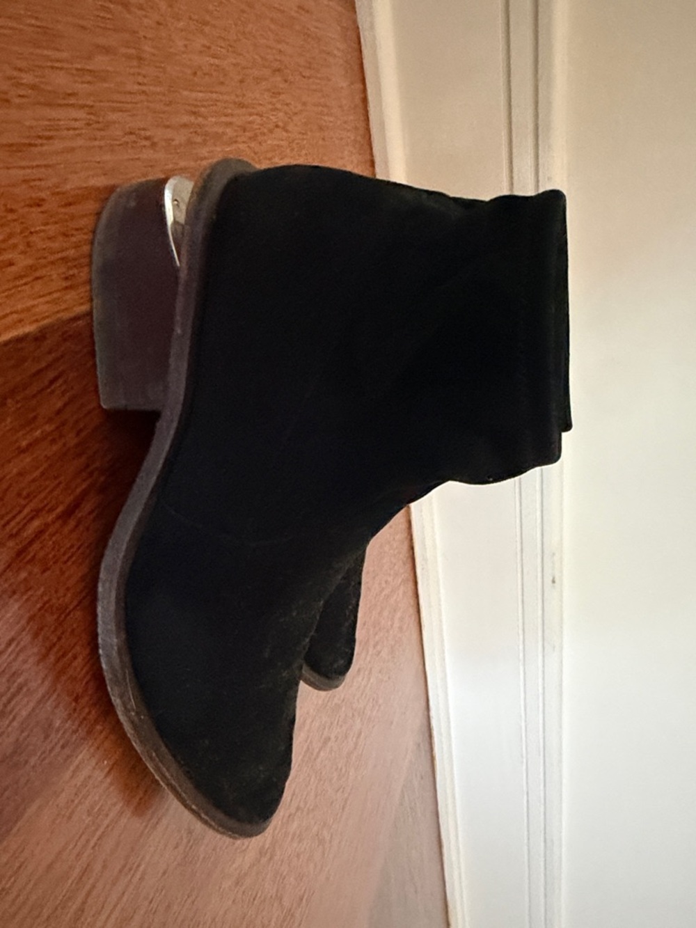 Alexander Wang Black Suede Ankle Boots with Silver Heel Accent